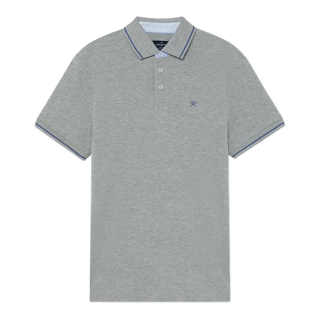 Hackett London Grey Multi Trim Cotton Polo Shirt
