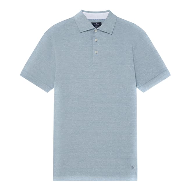 Hackett London Blue Linen Blend Pique Polo Shirt