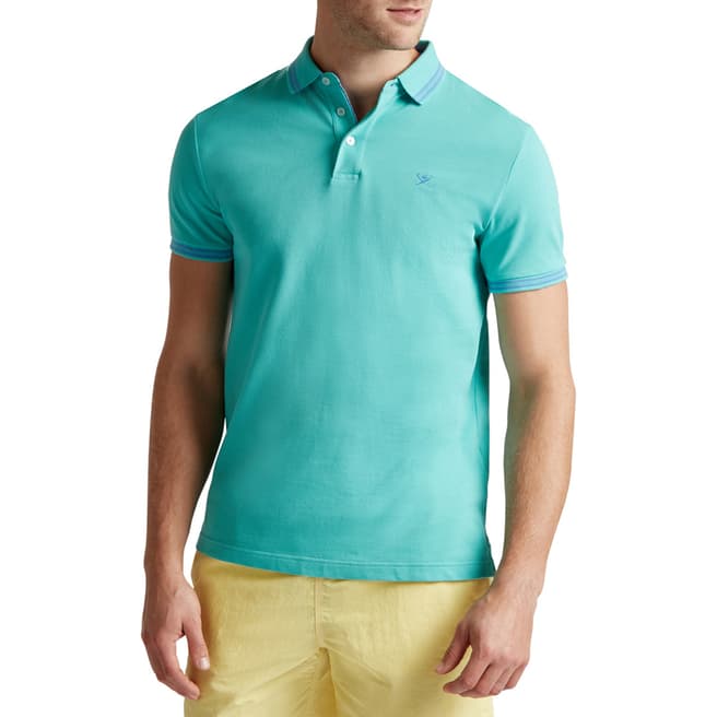 Hackett London Green Contrast Stripe Polo Shirt
