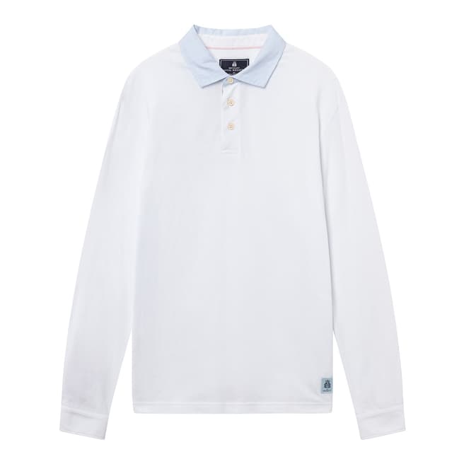 Hackett London White HRR Long Sleeve Polo Shirt