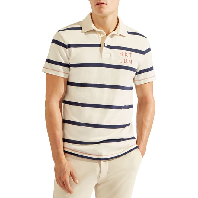 Hackett London Cream Stripe Short Sleeve Rugby Shirt