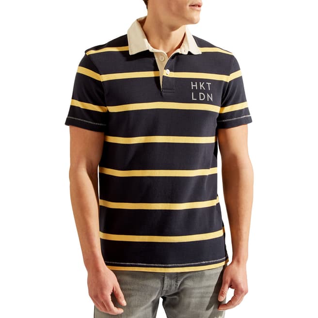 Hackett London Navy Stripe Short Sleeve Rugby Shirt