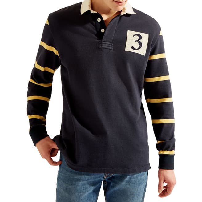 Hackett London Navy Stripe Sleeve Rugby Shirt