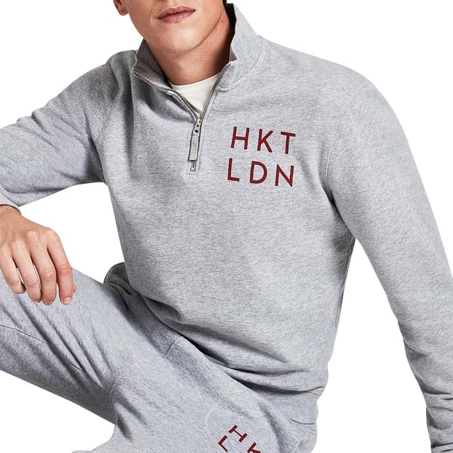 Hackett London Grey Half Zip Cotton Sweatshirt
