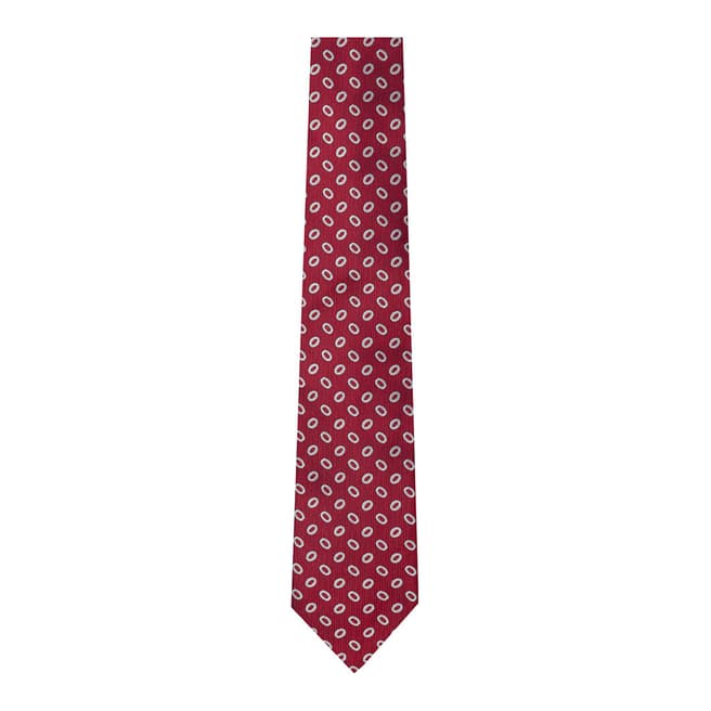 Hackett London Red/White Printed Silk Tie