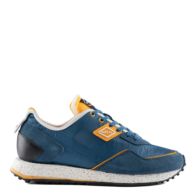 Replay Denim Blue/Orange Drum Road Lace Up Sneakers