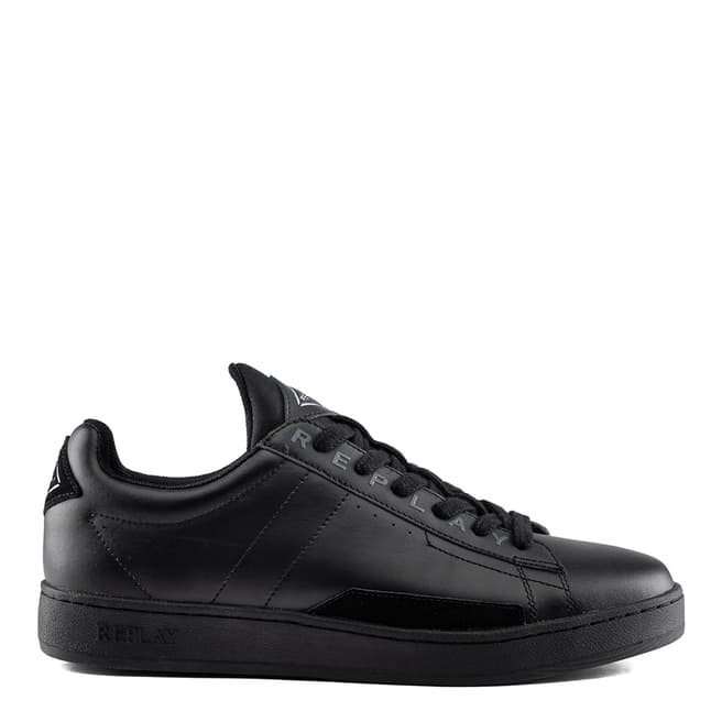 Replay Black Basic Lace Up Leather Sneakers