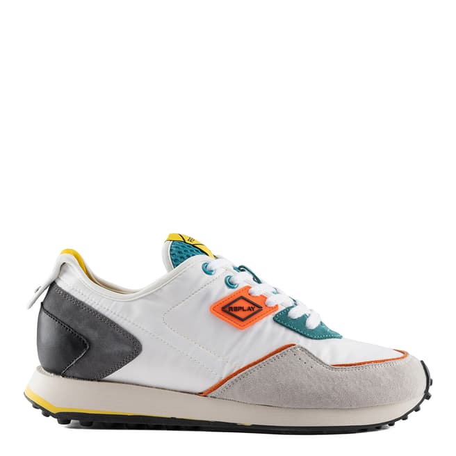 Replay White/Turquoise/Orange Drum Road Lace Up Sneakers