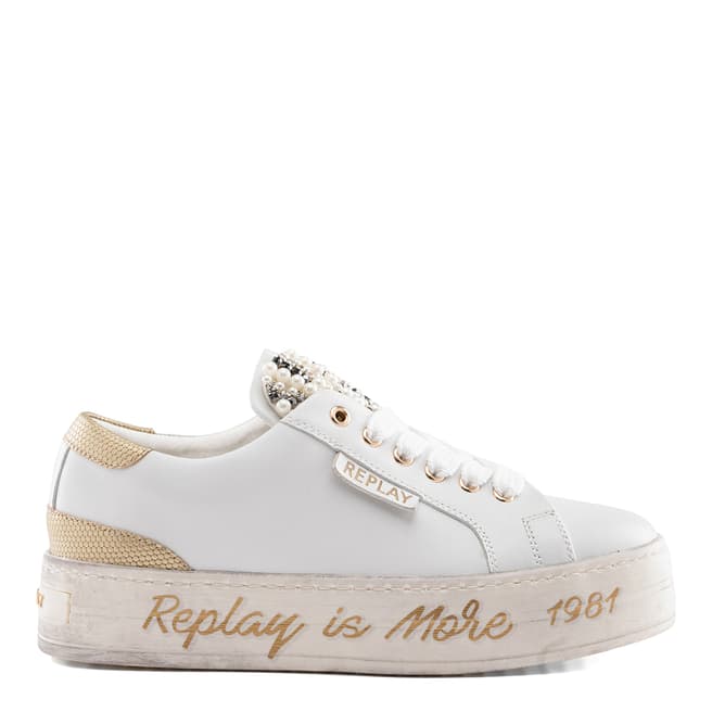 Replay White Virden Lace Up Leather Sneakers