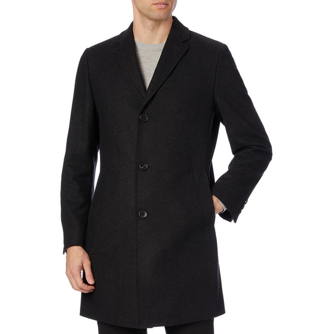 BOSS Dark Charcoal Stratus Wool Blend Coat