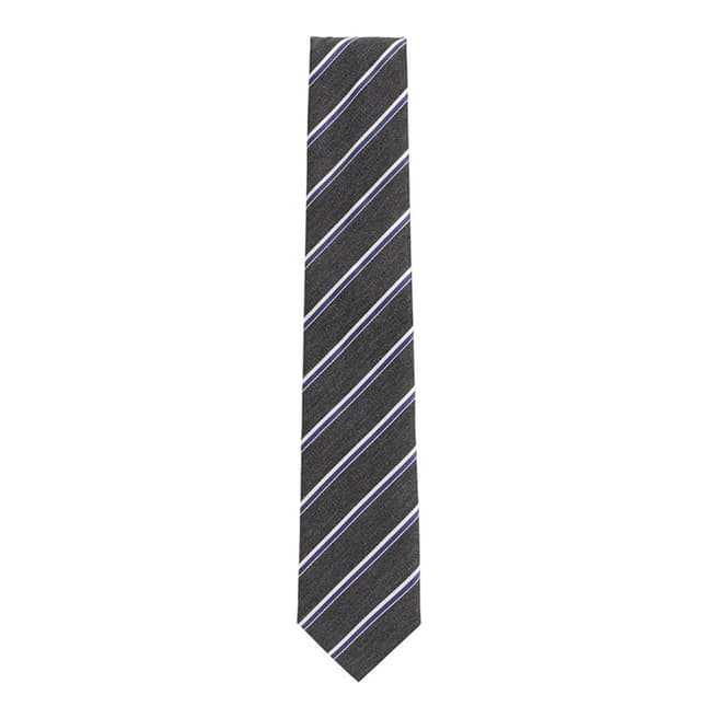 BOSS Grey Stripe Silk Tie