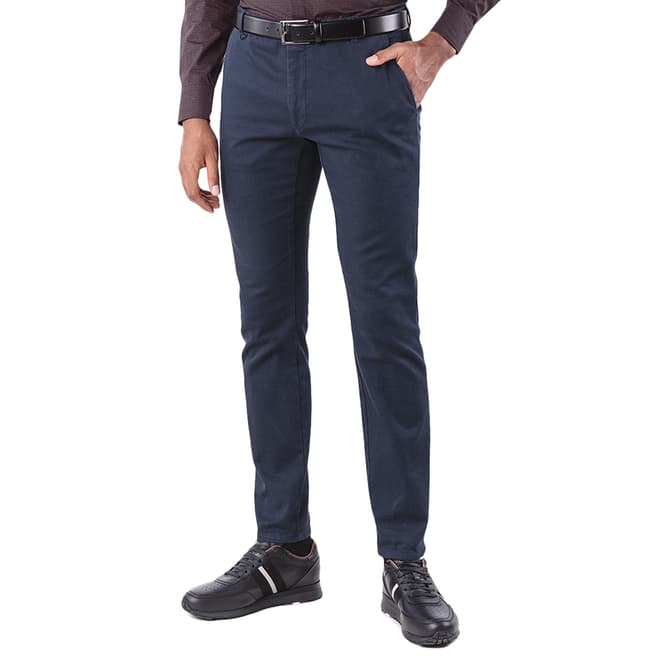 HUGO Navy Heldor Stretch Cotton Trousers