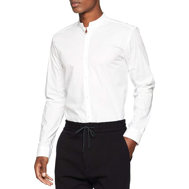 HUGO White Elvorini Stretch Cotton Shirt