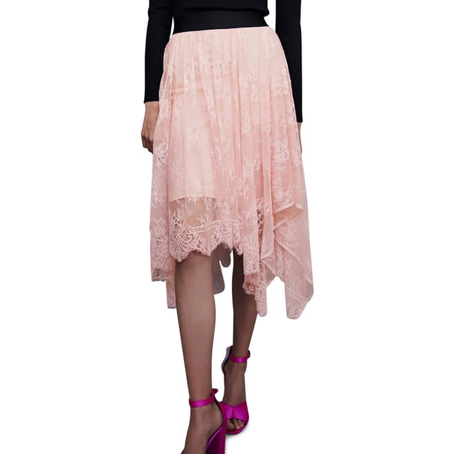 MAJE Pink Janelle Midi Length Skirt