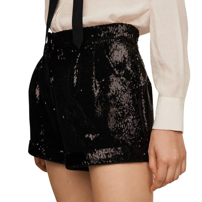 MAJE Black Ivy Sequin Party Shorts 