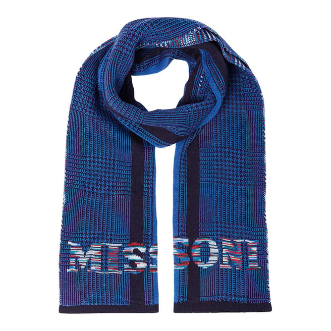 Missoni Blue Logo Wool Scarf