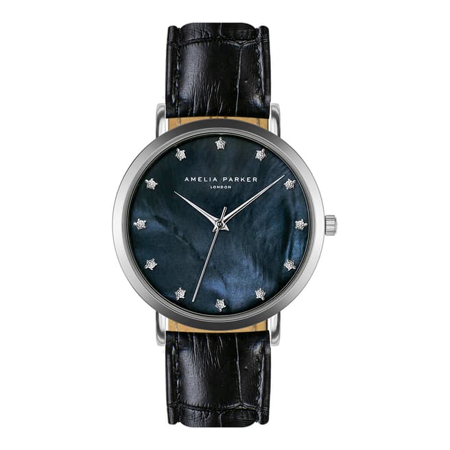 Amelia Parker Black Eternity Blue Leather Watch 36mm
