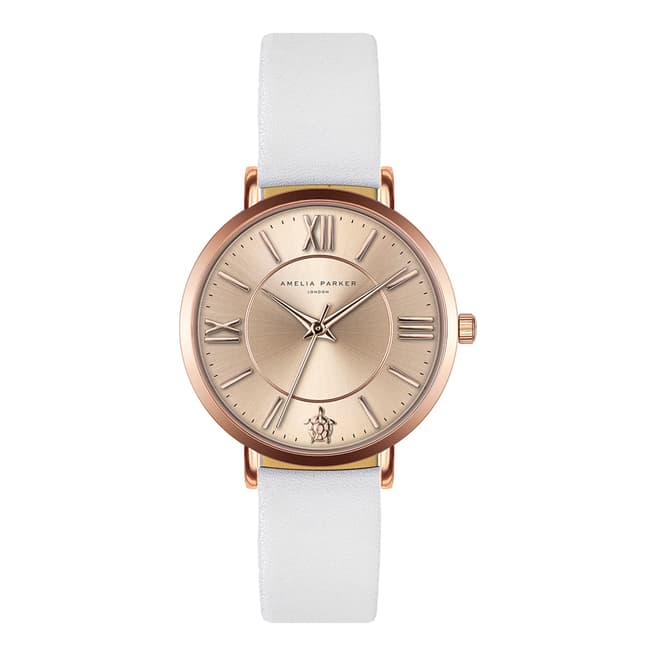 Amelia Parker White Petite Rose Leather Watch 32mm