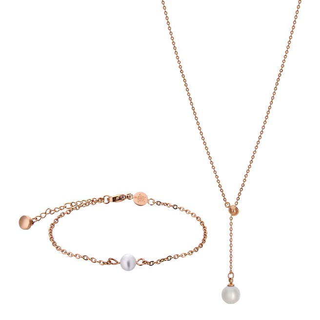 Amelia Parker Rose Gold Pearl Jewellery Set