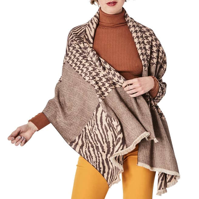 JayLey Collection Brown Cashmere Blend Wrap