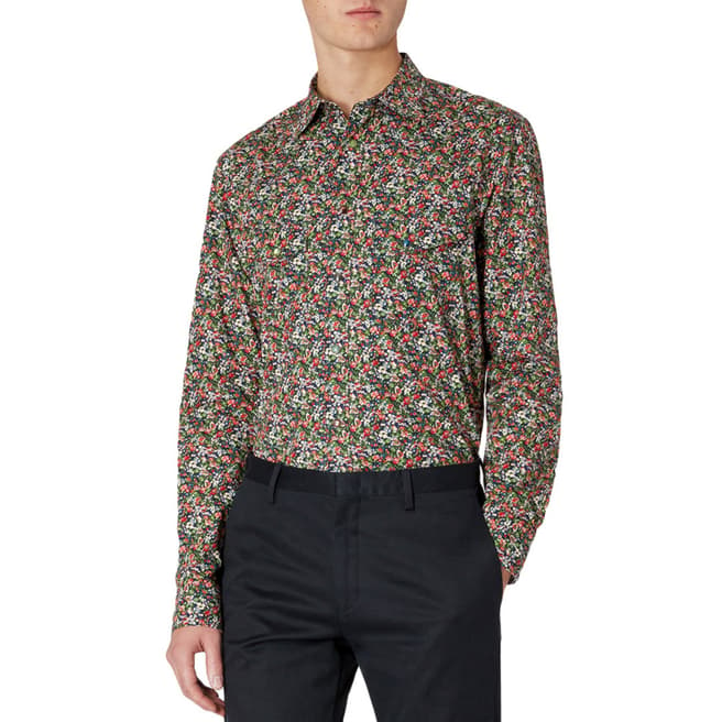 PAUL SMITH Navy/Multi Floral Slim Fit Shirt