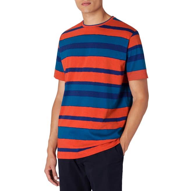 PAUL SMITH Red/Blue Stripe Cotton T-Shirt