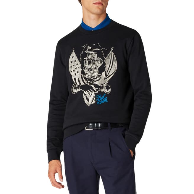 PAUL SMITH Black Embroidered Cotton Sweatshirt