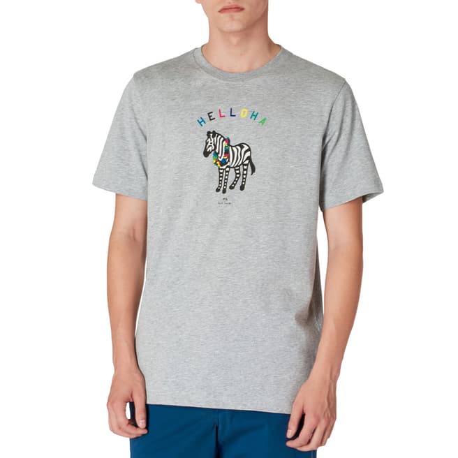 PAUL SMITH Grey Aloha Zebra Cotton T-Shirt