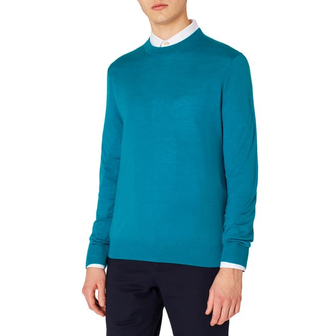 PAUL SMITH Teal Crew Neck Wool Jumper