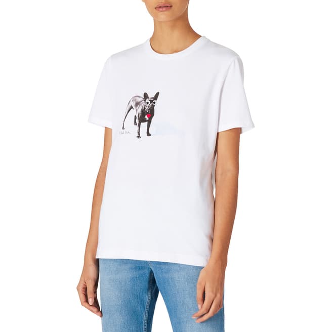 PAUL SMITH White Printed Dog Cotton T-Shirt