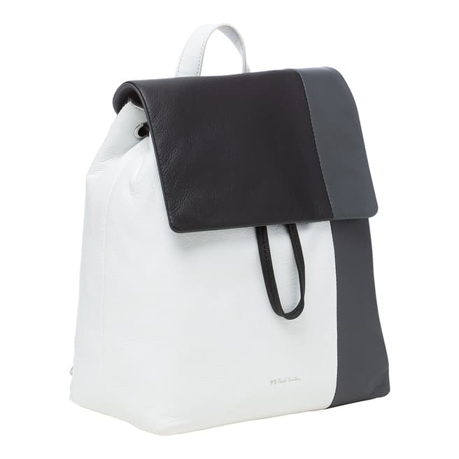 PAUL SMITH White/Black/Grey Colourblock Leather Backpack