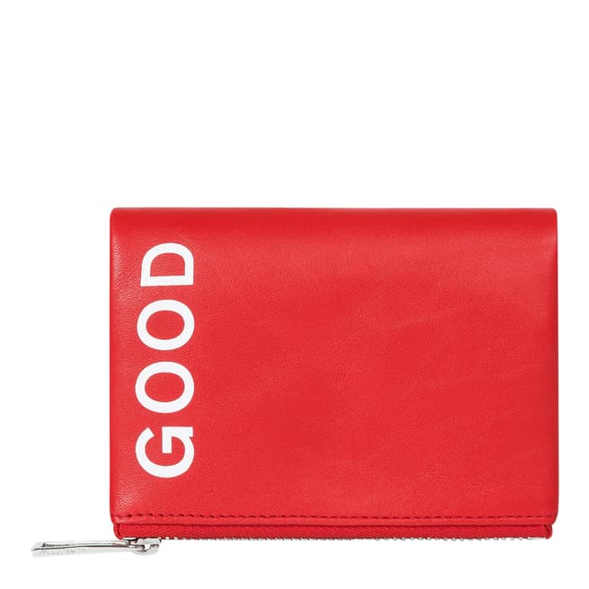 PAUL SMITH Coral Red Leather Zip Good Purse
