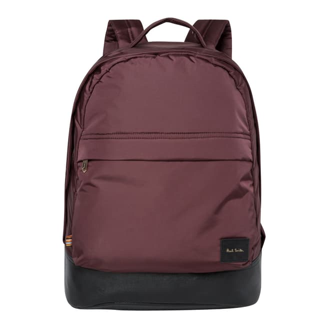 PAUL SMITH Dark Red Leather Nylon Backpack