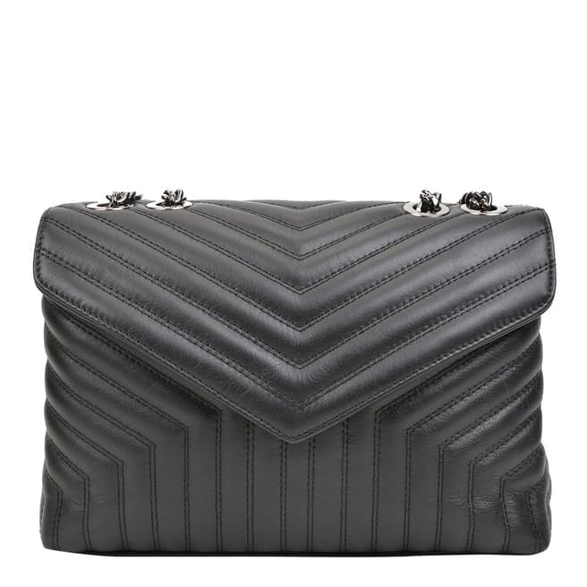 Luisa Vannini Black Leather Shoulder/Crossbody Bag