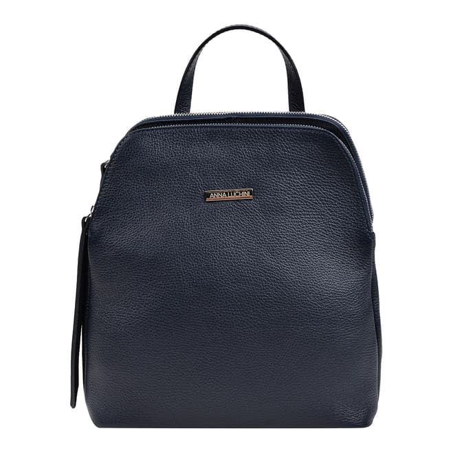 Anna Luchini Navy Leather Backpack 