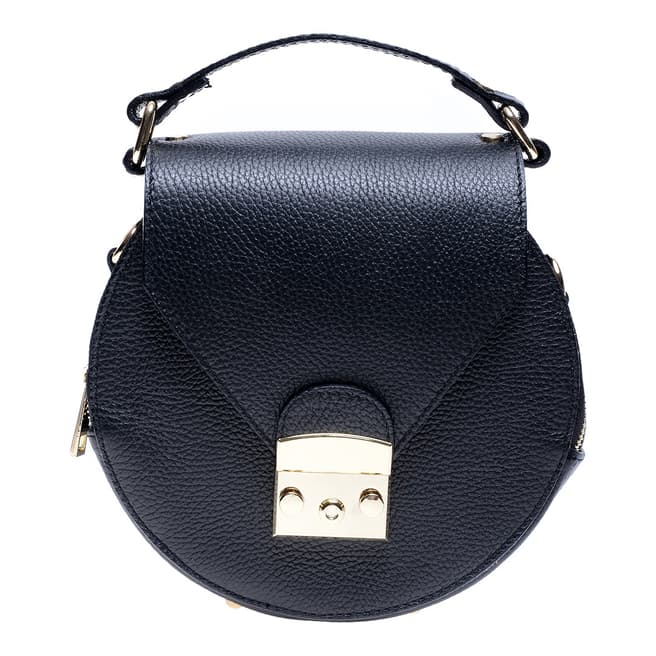 Roberta M Black Leather Top Handle Bag 
