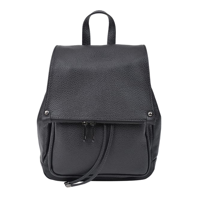 Roberta M Black Leather Backpack 