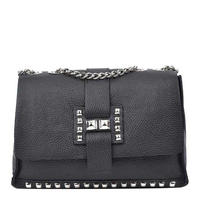 Roberta M Black Leather Shoulder/Crossbody Bag