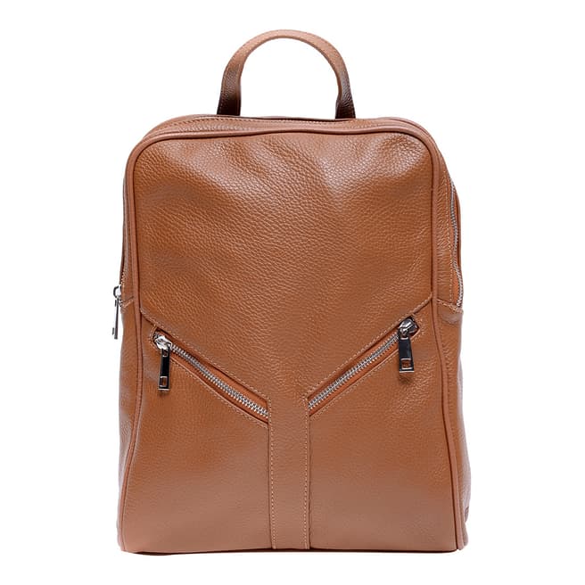 Roberta M Cognac Leather Backpack