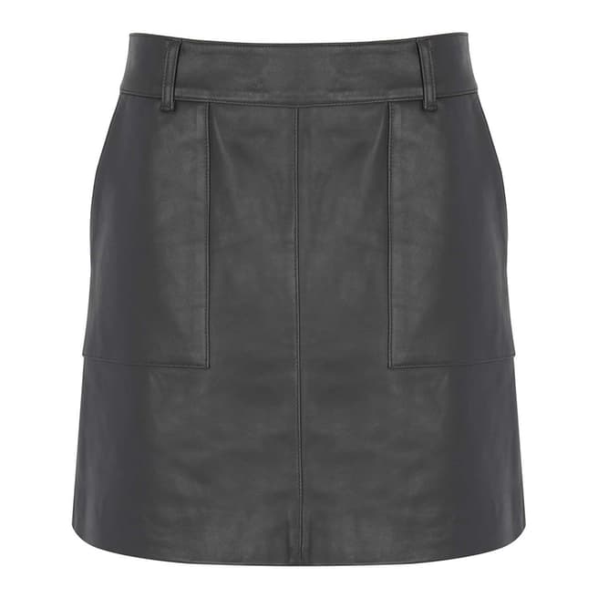 Mint Velvet Grey Leather Mini Skirt