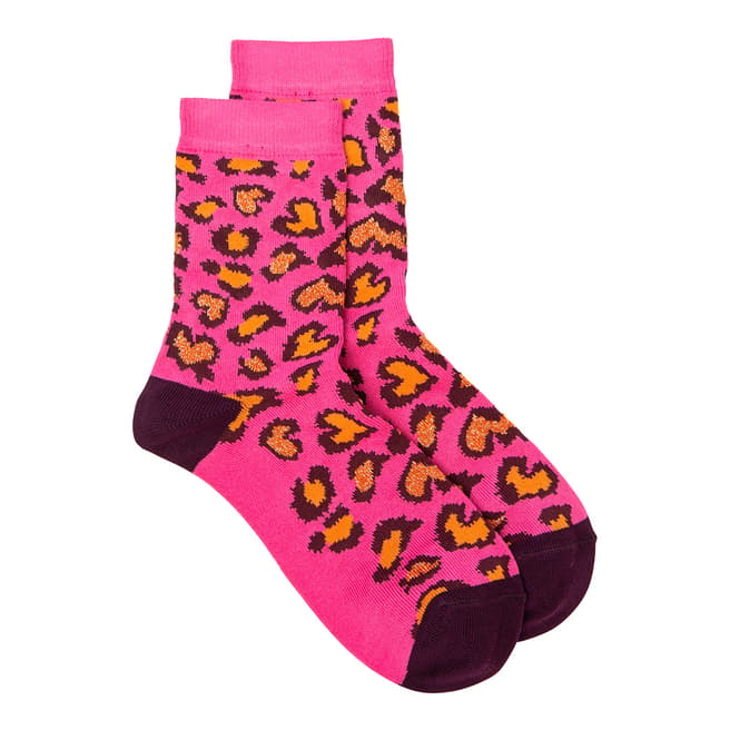 PAUL SMITH Pink Leopard Sock