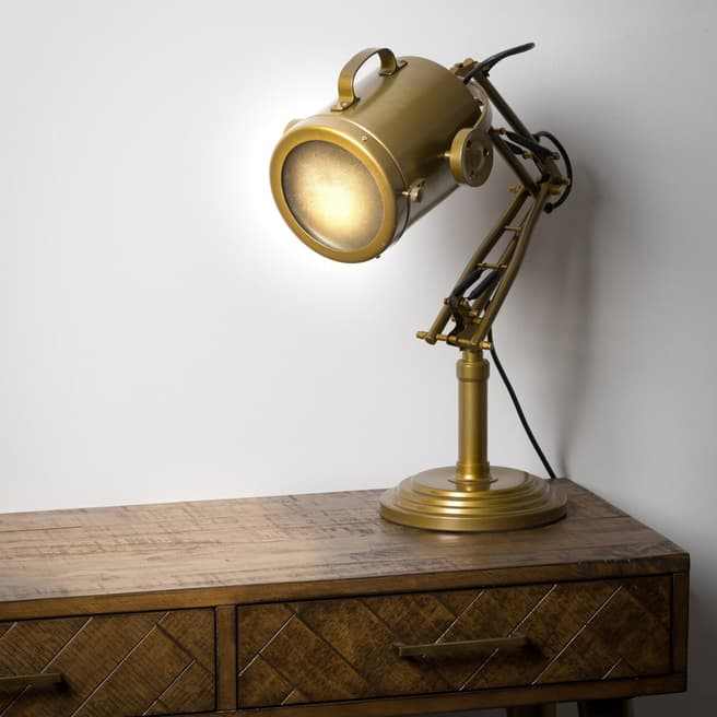 Hill Interiors Brass Industrial Adjustable Spot Light Lamp