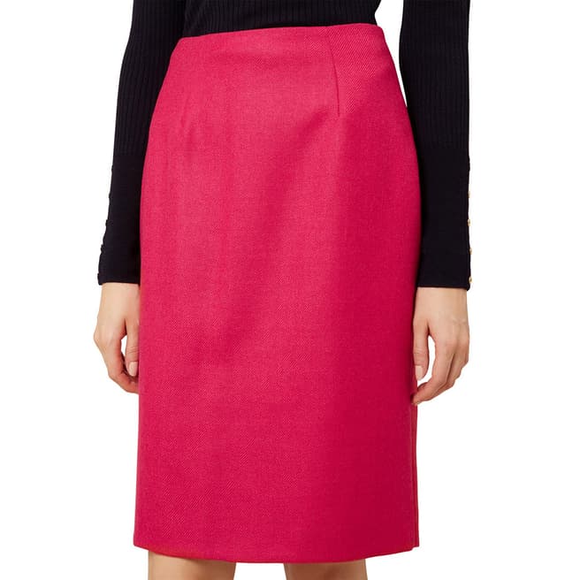 Hobbs London Pink Lacey Wool Blend Skirt
