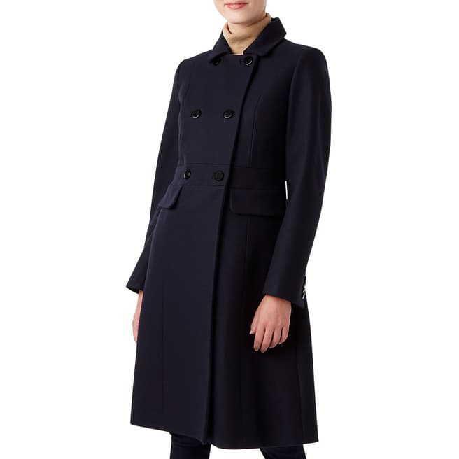 Hobbs London Navy Petite Corrine Wool Blend Coat
