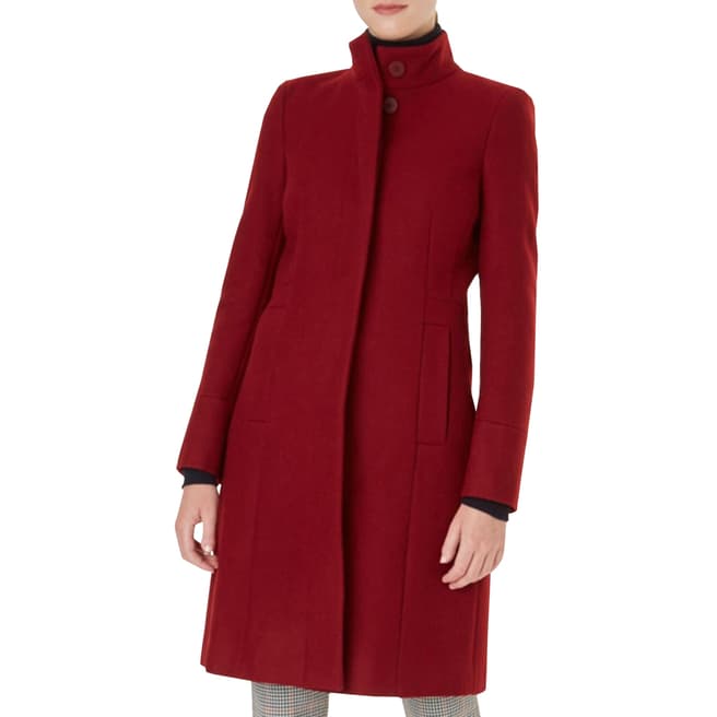 Hobbs London Red Athena Wool Blend Coat