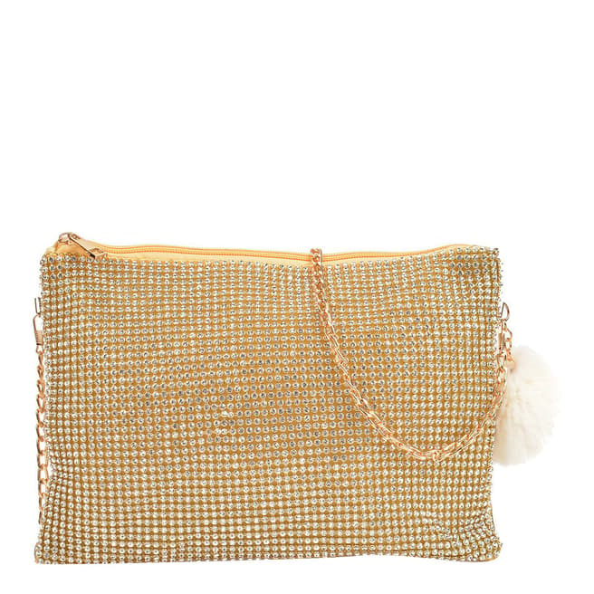 Sofia Cardoni Gold Crystal Crossbody Bag/Clutch