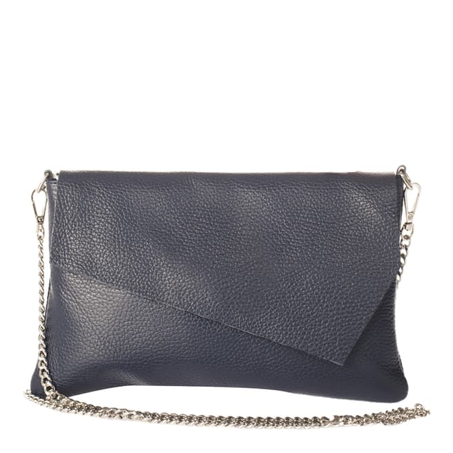 Massimo Castelli Blue Leather Clutch Bag