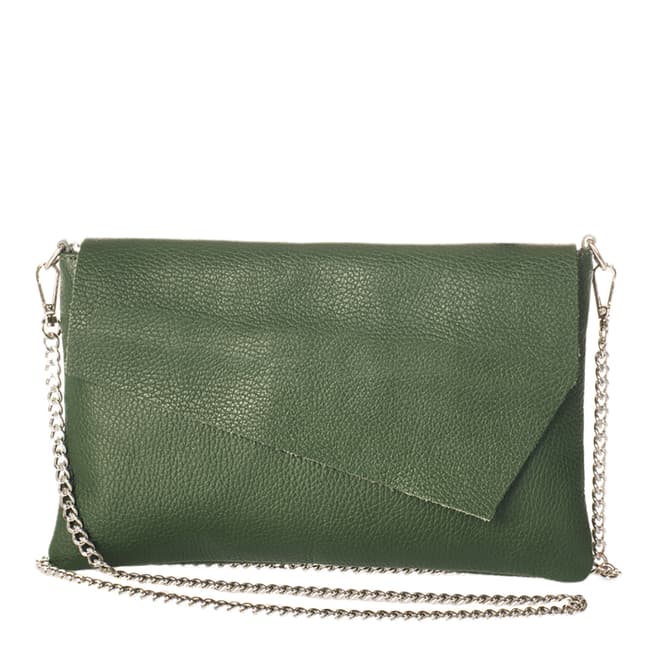 Giulia Massari Green Leather Clutch Bag