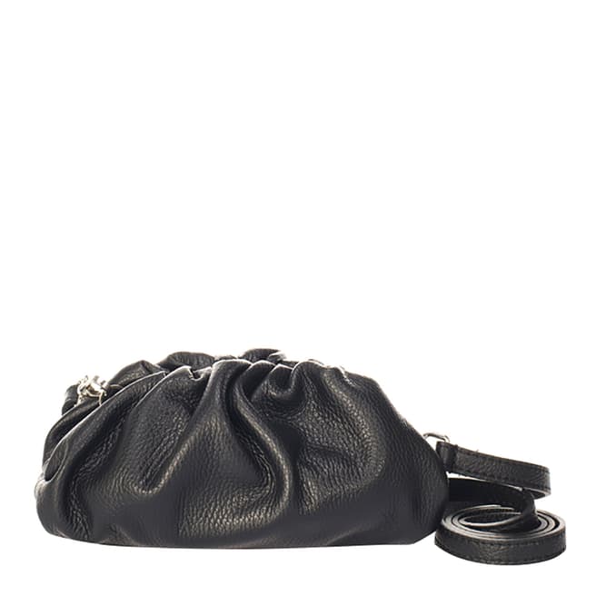 Giulia Massari Black Leather Clutch Bag