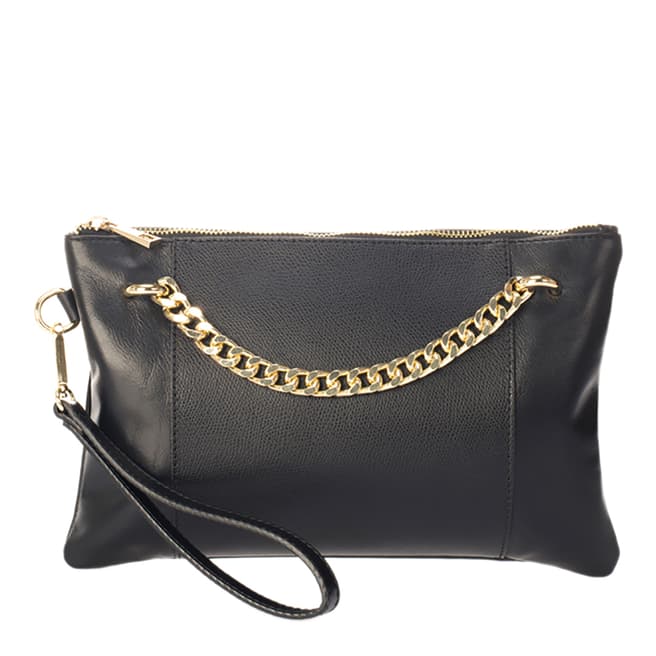 Lisa Minardi Black Leather Clutch Bag